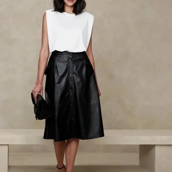 Banana Republic factory VEGAN LEATHER MIDI SKIRT - Picture 3 of 8